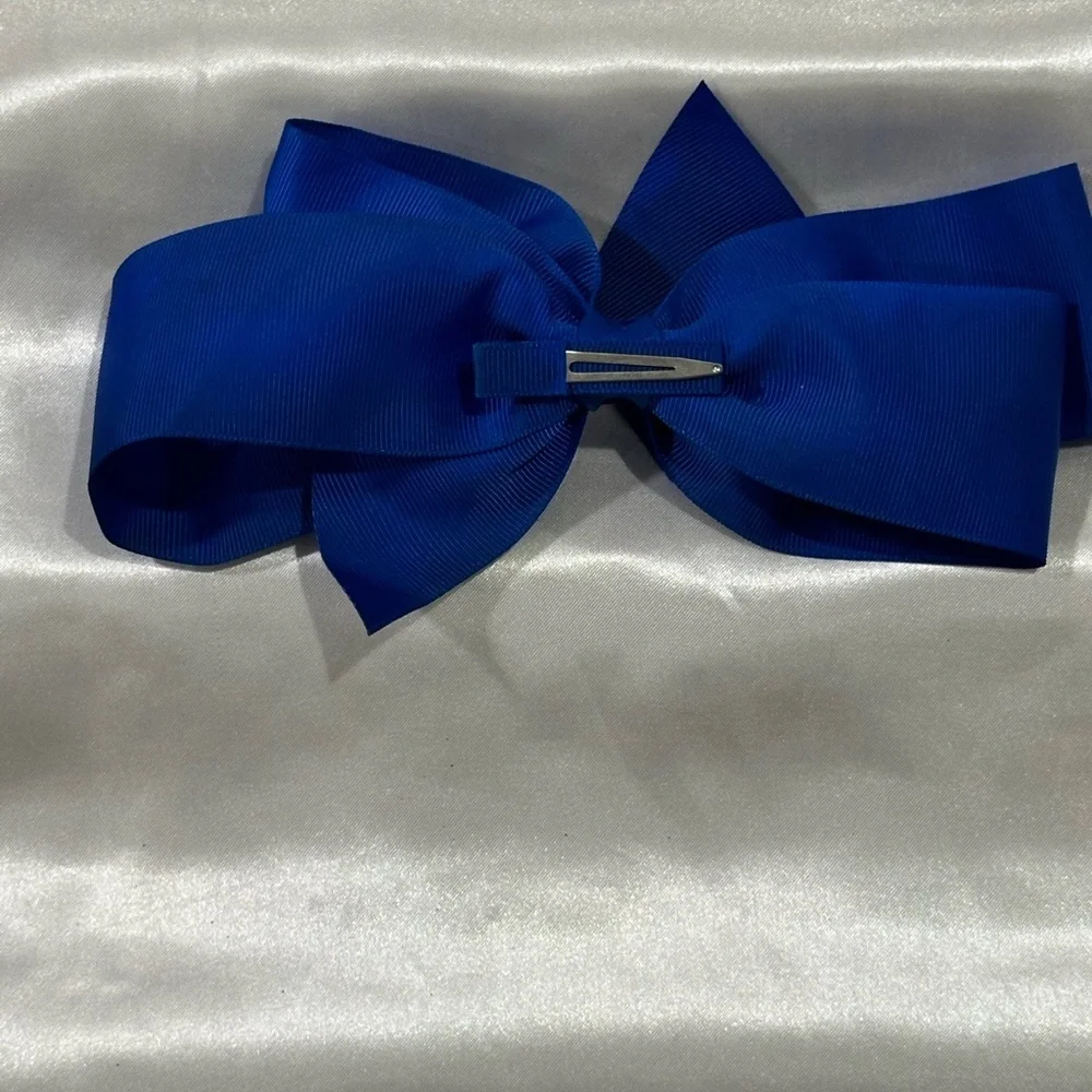 TWO Royal Blue Grosgrain Hair Bows for Kids -bundle w/ others & save on shipping